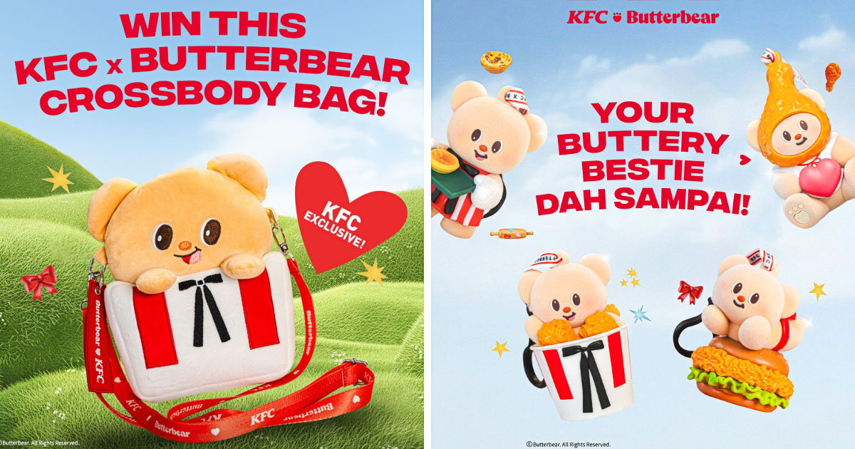 マレーシアのKFCが、タイ発の人気キャラクター Butterbear とコラボした「KFC x Butterbear」キャンペーンの画像。