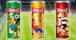 2026年ワールドカップに向けて「PRINGOLS」として登場した、3種の限定プリングルズの画像。