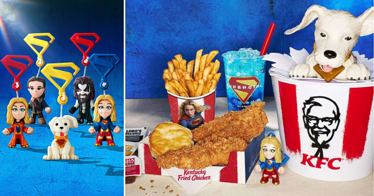 米国KFCが映画『スーパーガール』公開にあわせて展開する、期間限定のコラボキャンペーンの画像。