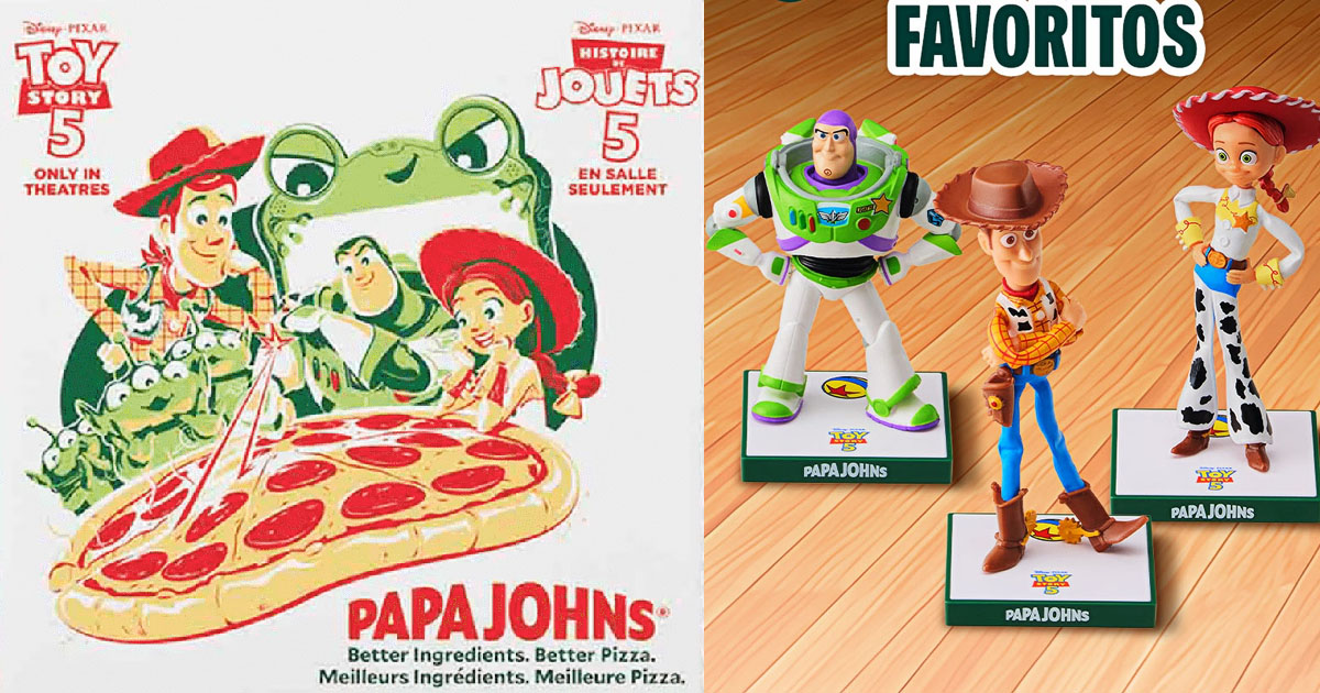 映画『トイ・ストーリー5』を記念し、Papa Johns がディズニー＆ピクサーと展開する初のグローバルコラボレーションの画像。