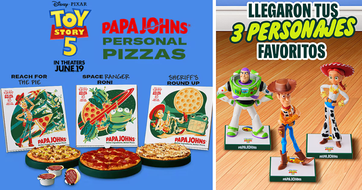 映画『トイ・ストーリー5』を記念し、Papa Johns がディズニー＆ピクサーと展開する初のグローバルコラボレーションの画像。