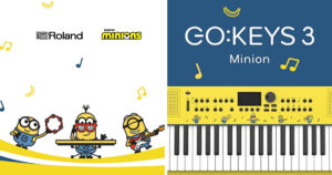 ローランドが発表した、『ミニオンズ』の世界観を取り入れた限定キーボード「GO:KEYS 3 Minion」の画像。