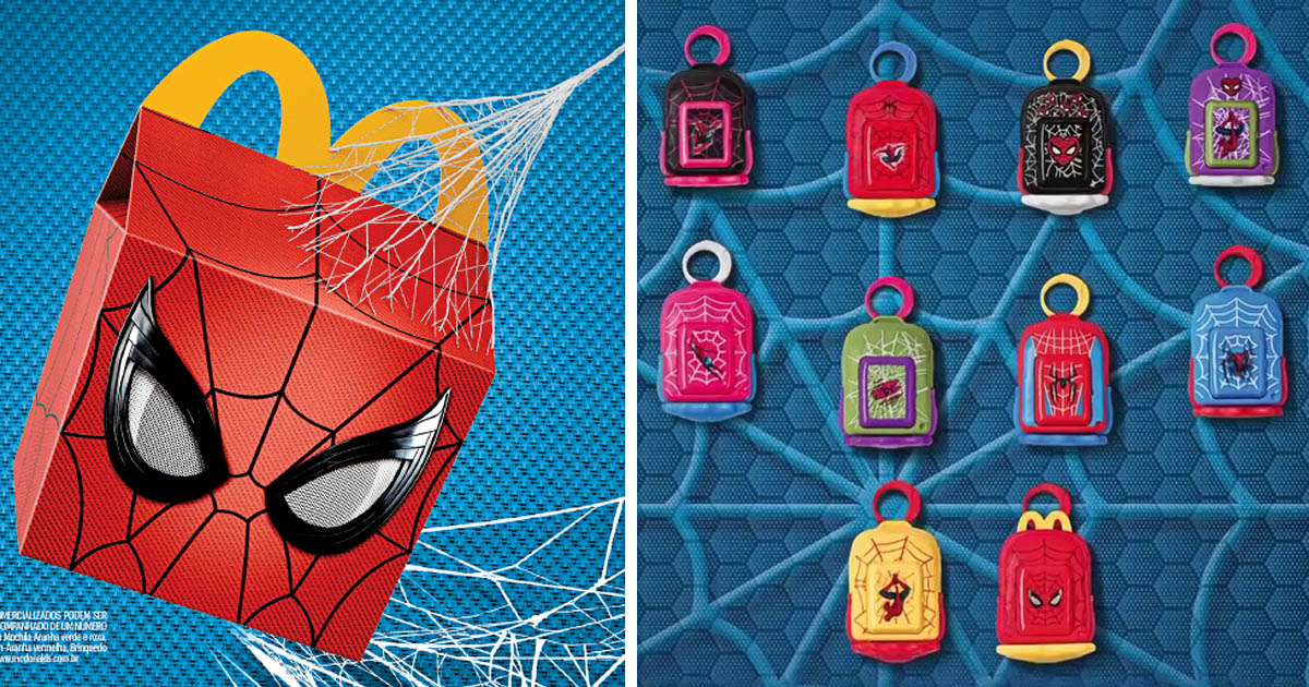 映画『スパイダーマン:ブランド・ニュー・デイ』の公開にあわせて、ブラジルのマクドナルドで展開されるハッピーセットの画像。