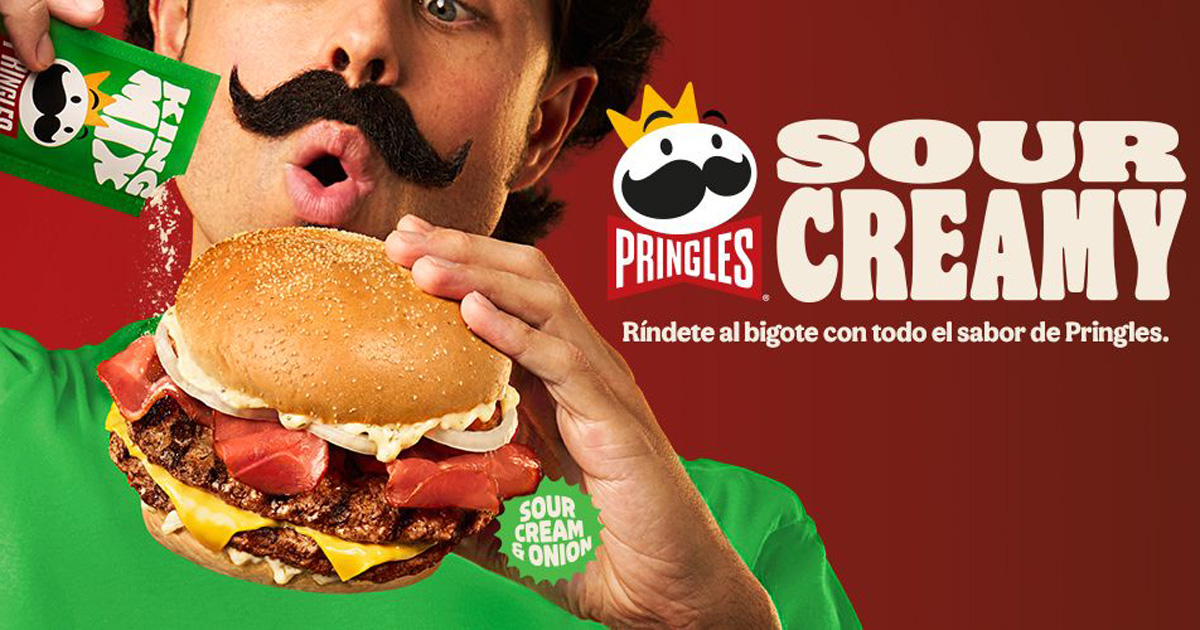 スペインのバーガーキングに登場した、プリングルズの世界観を取り入れた限定コラボメニューの画像。