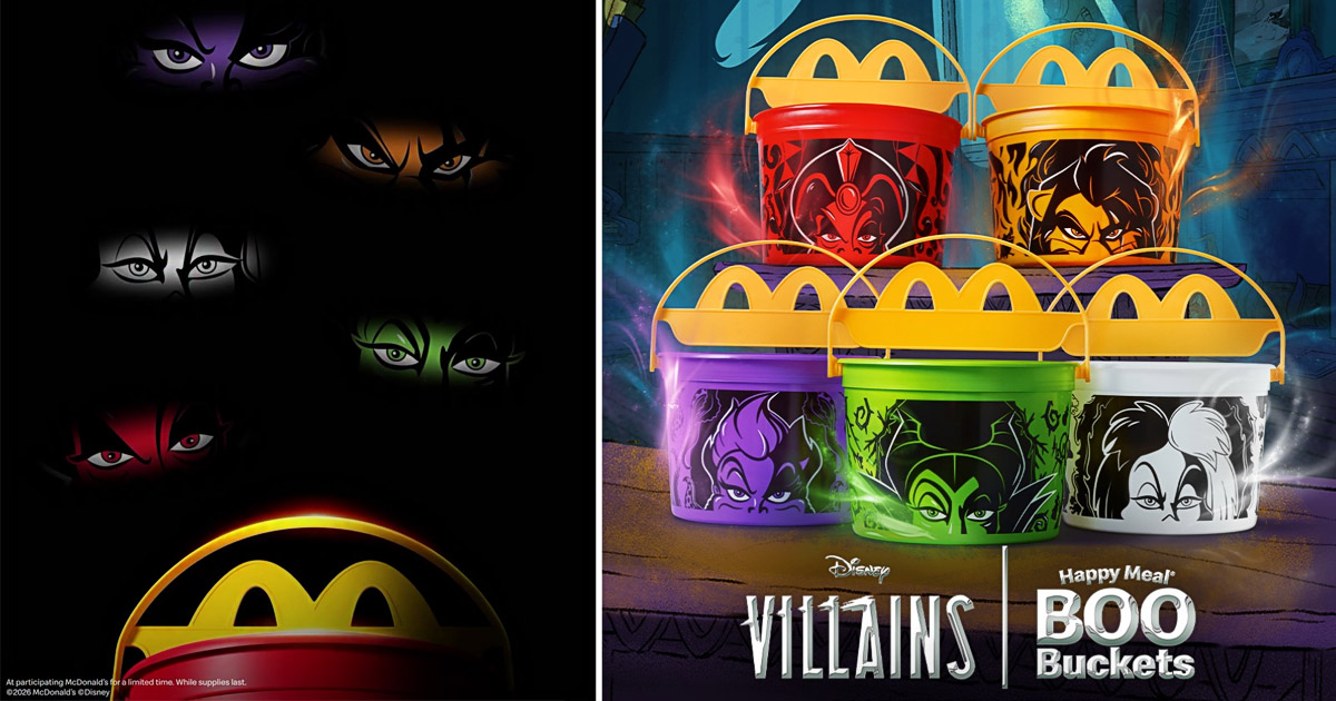 米国マクドナルドで展開される、「Disney Villains Boo Buckets Happy Meal」の画像